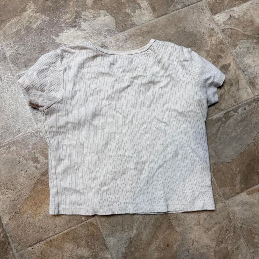 Brandy-melville Women's Cream and White Crop-top - Picture 3 of 3